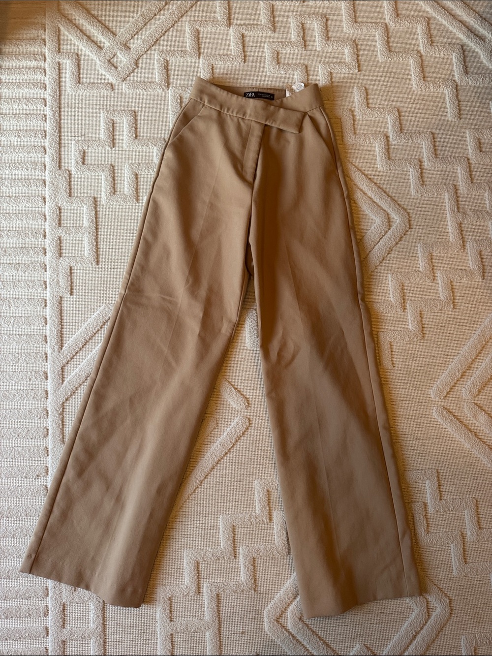 Zara Wide-Leg Pants in Khaki Tan